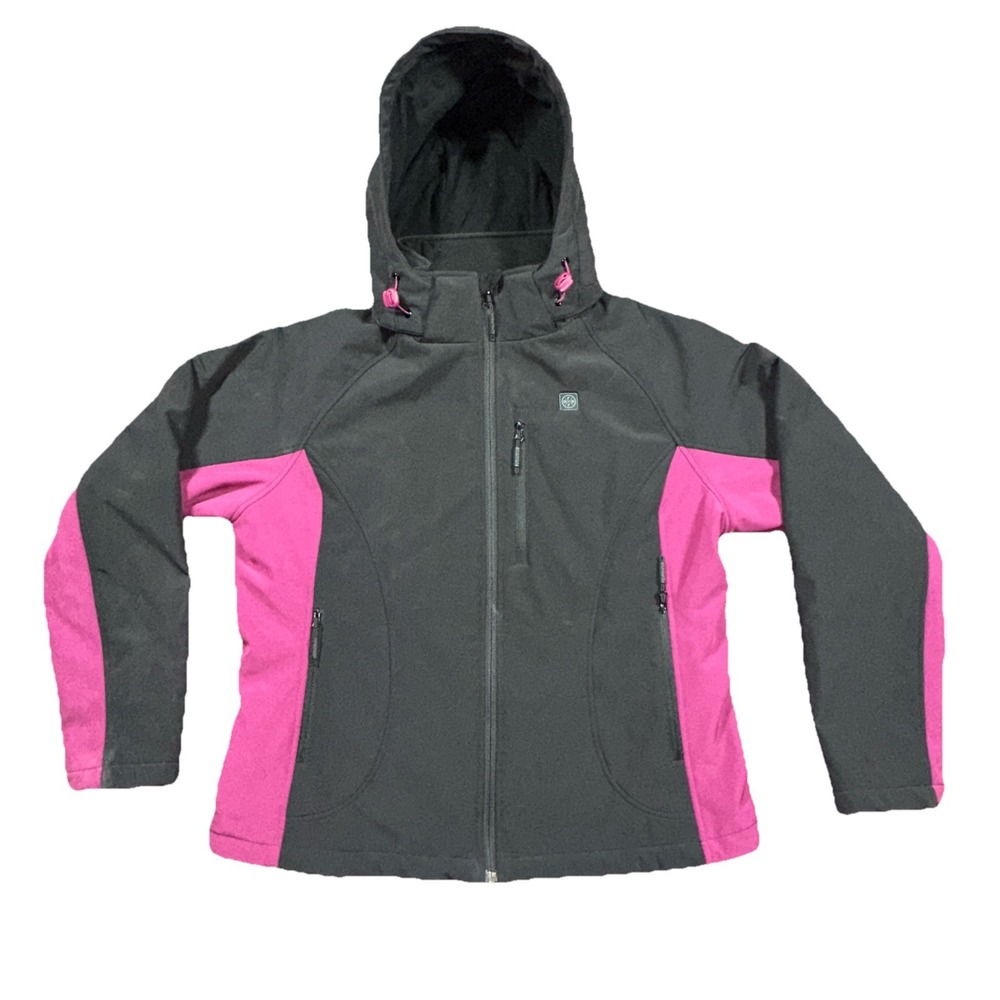 Ororo Heated Jacket Full Zip Hood Medium Womens Black/Pink Coat NO BATTERY